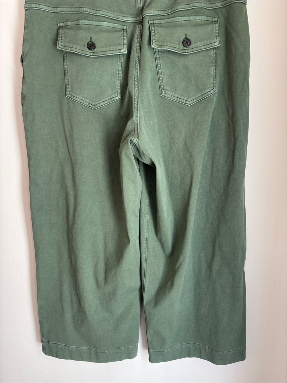 Spanx Womens stretch twill wide leg cropped pants green pull on 2XL XXL chinos - Picture 8 of 10